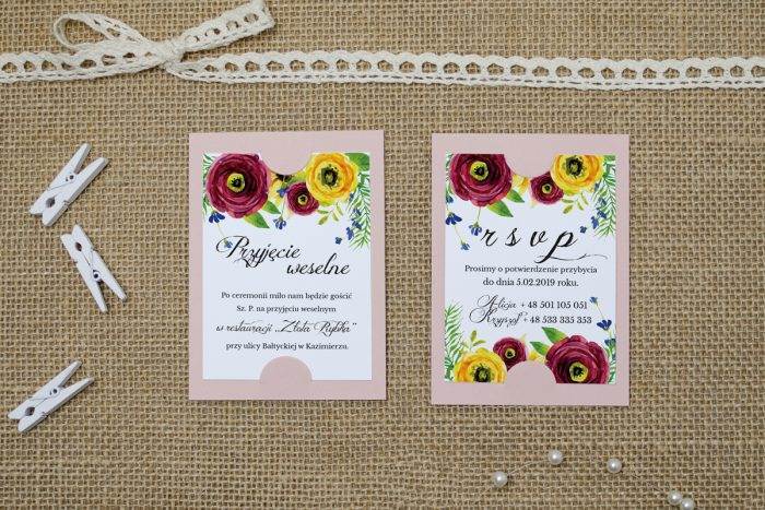 Dodatkowa karteczka do zaproszeń Boho Rustykalne Peonie