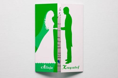 zaproszenie ślubne kolorowe zielone para młoda