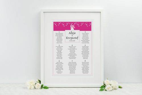 plan stołów weselnych różowy colors