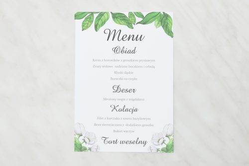 menu weselne białe anemony