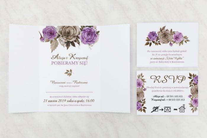 Fioletowe-róże---zaproszenie-z-dwoma-karteczkami