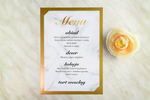 geometryczne menu weselne marmurek