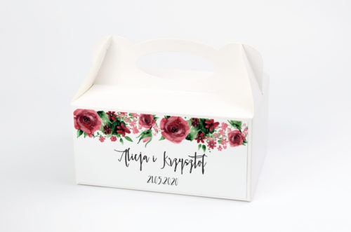 Ozdobne pudełko na ciasto - Boho Burgundowe Róże