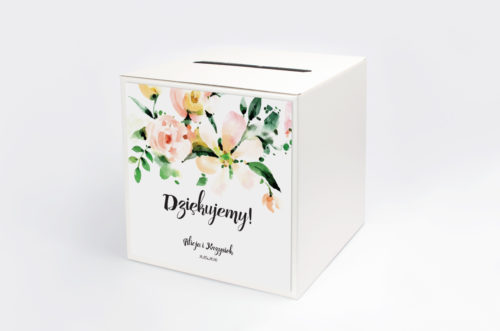 Personalizowane pudełko na koperty - Boho Biała Magnolia
