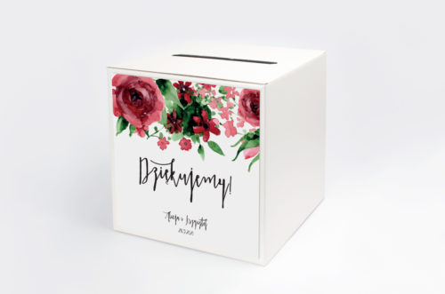 Personalizowane pudełko na koperty - Boho Burgundowe Róże