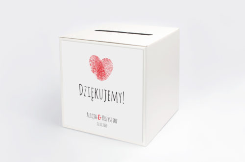 Personalizowane pudełko na koperty - Eko z motywem serca