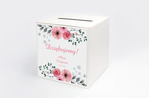 Personalizowane pudełko na koperty - Kwiaty z nawami: Kwiatuszki pink