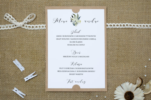 menu weselne w białe róże