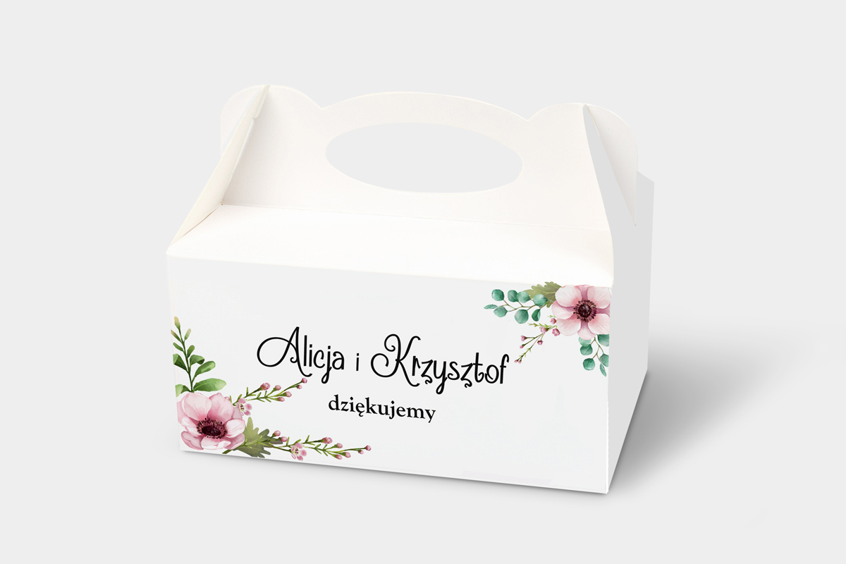 Pudełka na ciasto weselne z personalizacją Ozdobne pudełko na ciasto - Pastelowe Kwiaty