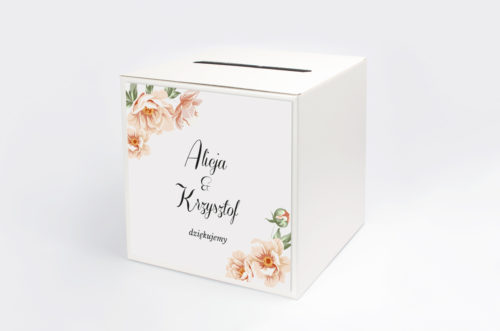pudełko na koperty z różowymi kwiatami