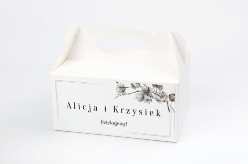 Ozdobne pudełko na ciasto Jednokartkowe Recyklingowe - Kwiaty bawełny