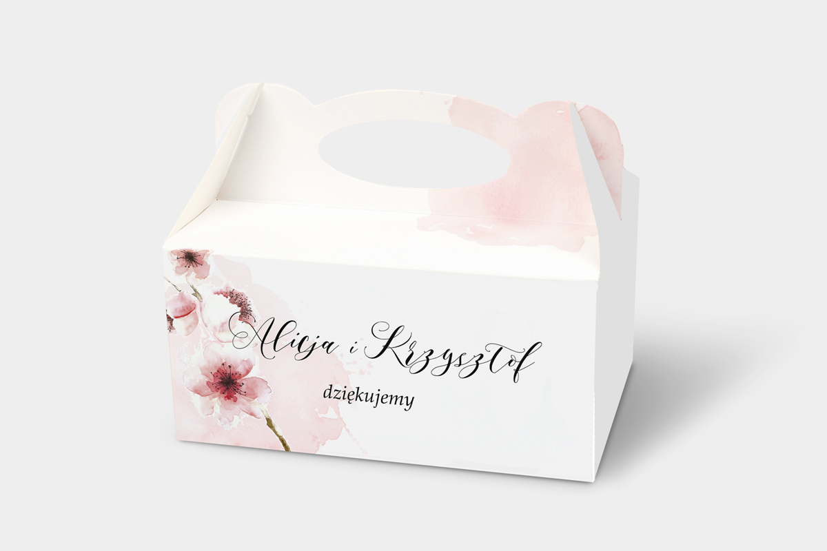 Podziękowania dla gości Ozdobne pudełko na ciasto - Namalowane Kwiaty – Akwarelowe maki