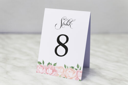 Numer stolika do zaproszenia Wianki z kokardą - Herbaciane Róże