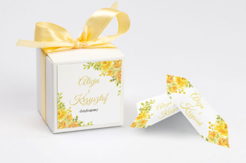 Ozdobne pudełko na ciasto do zaproszeń Zdjęcie&Kalendarz w folderze – Żółte róże