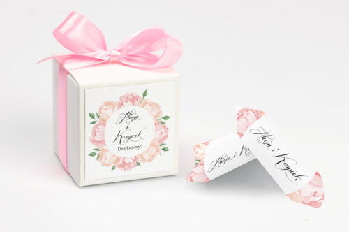 Ozdobne pudełeczko z personalizacją Wianki z kokardą - Herbaciane Róże