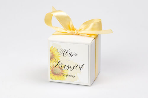 Pudełeczko z personalizacją do zaproszenia Namalowane Kwiaty – wzór 16 - słoneczniki