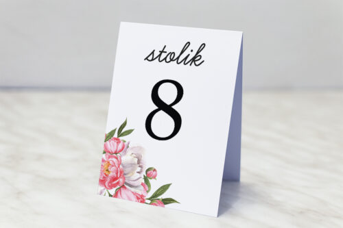 Numer stolika pasujący do zaproszenia Kwiatowe Tła - Koralowe Kwiaty