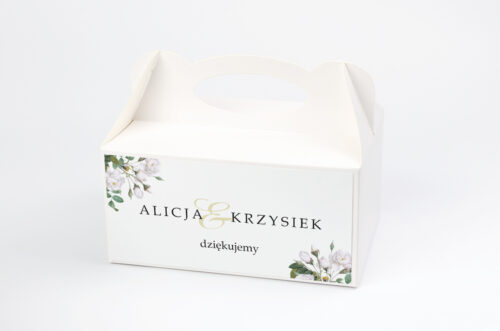 Ozdobne pudełko na ciasto - Geometryczne Kwiaty - Białe Róże