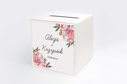 Personalizowane pudełko na koperty - Kwiatowe Tła - Koralowe Kwiaty