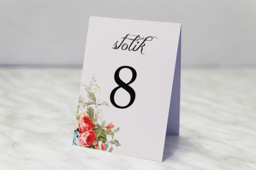 Numer stolika do zaproszenia ślubnego Kwiatowe Gałązki - Białe Kalie