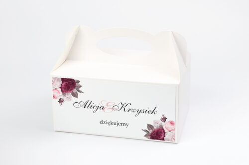 Ozdobne pudełko na ciasto - Geometryczne Kwiaty - Amarantowy bukiet