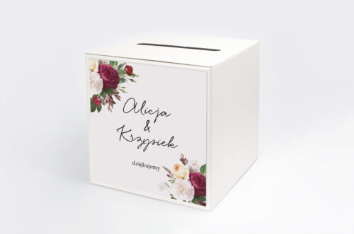 Personalizowane pudełko na koperty - Eleganckie kwiaty - Bordowe róże