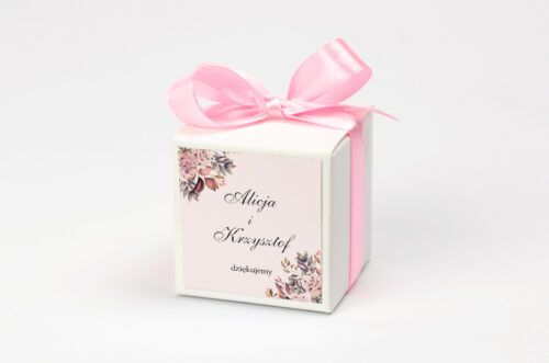 Pudełeczko z personalizacją - Kwiatowe Gałązki - Różowo-Bordowe Róże