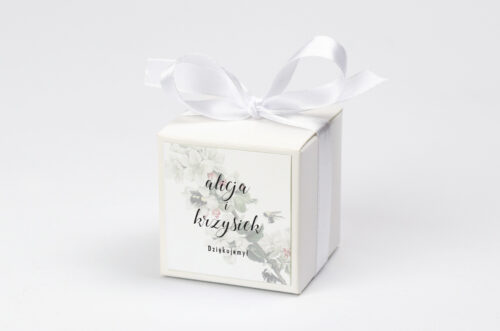 Ozdobne pudełeczko na krówki z personalizacją - Botaniczne Jednokartkowe - Kwiat Jabłoni