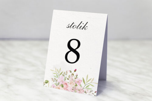 Numer stolika do zaproszenia ślubnego Kwiatowe Gałązki - Różowe Róże