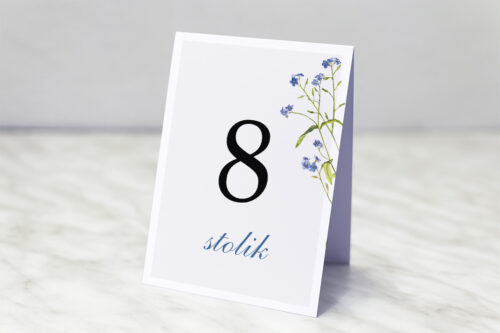 Numer stolika - Minimalistyczne z Kwiatem - Niezapominajka