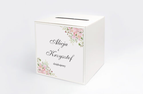Personalizowane pudełko na koperty - Kwiatowe Gałązki - Różowe Róże