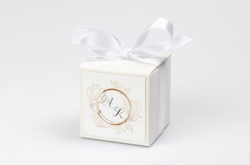 Ozdobne pudełeczko z personalizacją - Z szyfonową wstążką – Magnolia