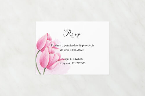 Dodatkowa karteczka do zaproszeń Namalowane Kwiaty - Tulipanowe