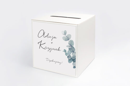 Personalizowane pudełko na koperty - Bukiet ze wstążką - Eukaliptus