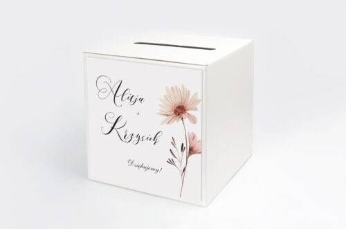 Personalizowane pudełko na koperty - Bukiet ze wstążką - Margaretka