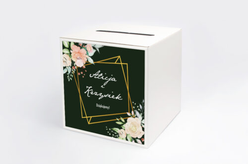 Personalizowane pudełko na koperty - Kontrastowe z kwiatami - Jasna kompozycja kwiatowa
