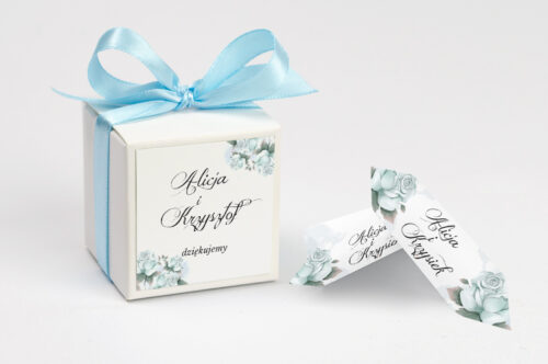 Ozdobne pudełeczko z personalizacją - Kwiatowe Gałązki - Błękitne Róże