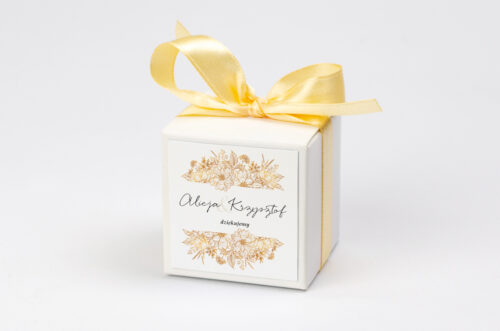 Ozdobne pudełeczko z personalizacją - Jednokartkowe z Kwiatami - Złote kwiaty