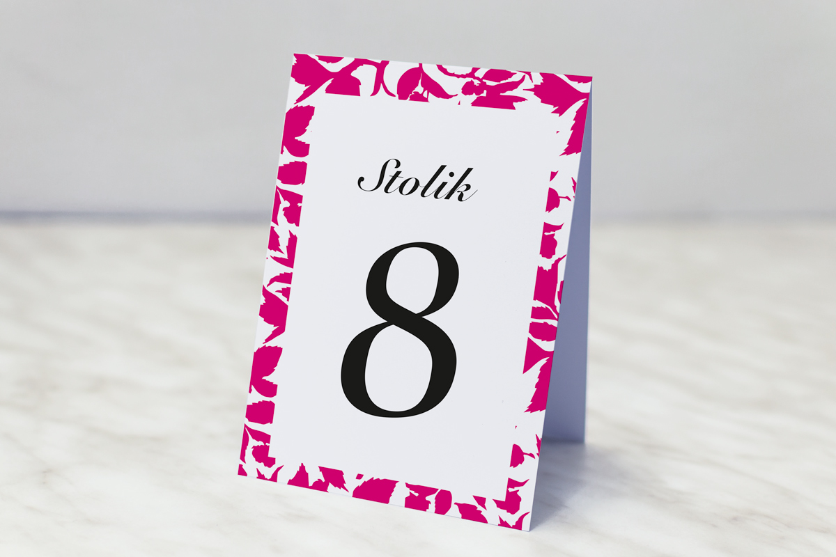 Dodatki ślubne Numer stolika - Jesienne liście w kalendarzu - Różowe