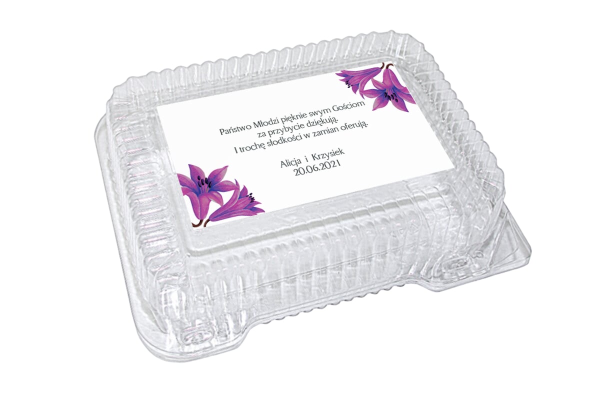 Dodatki ślubne Naklejka na plastikowe pudełko na ciasto - wzór 6