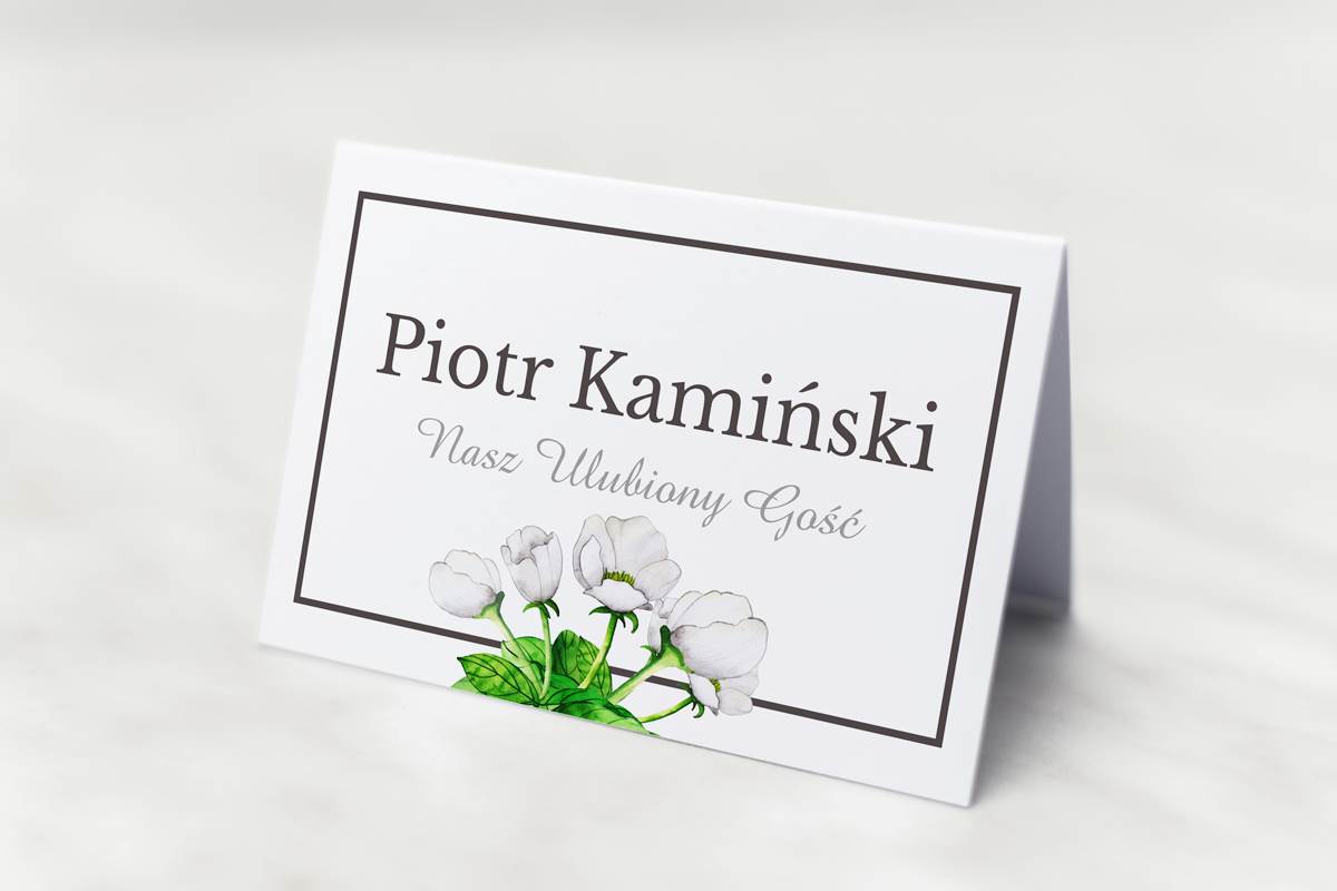Dodatki ślubne Winietka ślubna do zaproszenia Kwiaty z nawami - Białe anemony