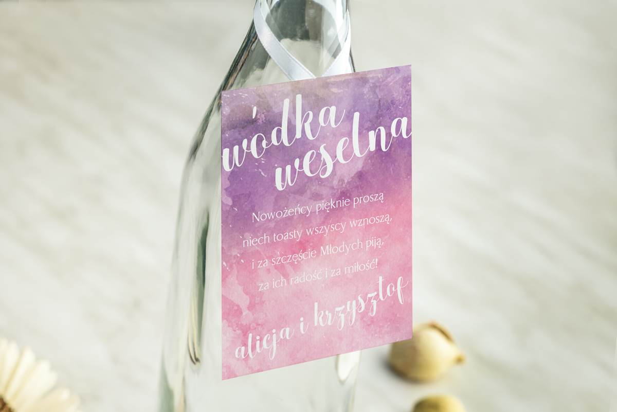 Dodatki ślubne Zawieszka na alkohol do zaproszenia Burgundowe - Różowe niebo