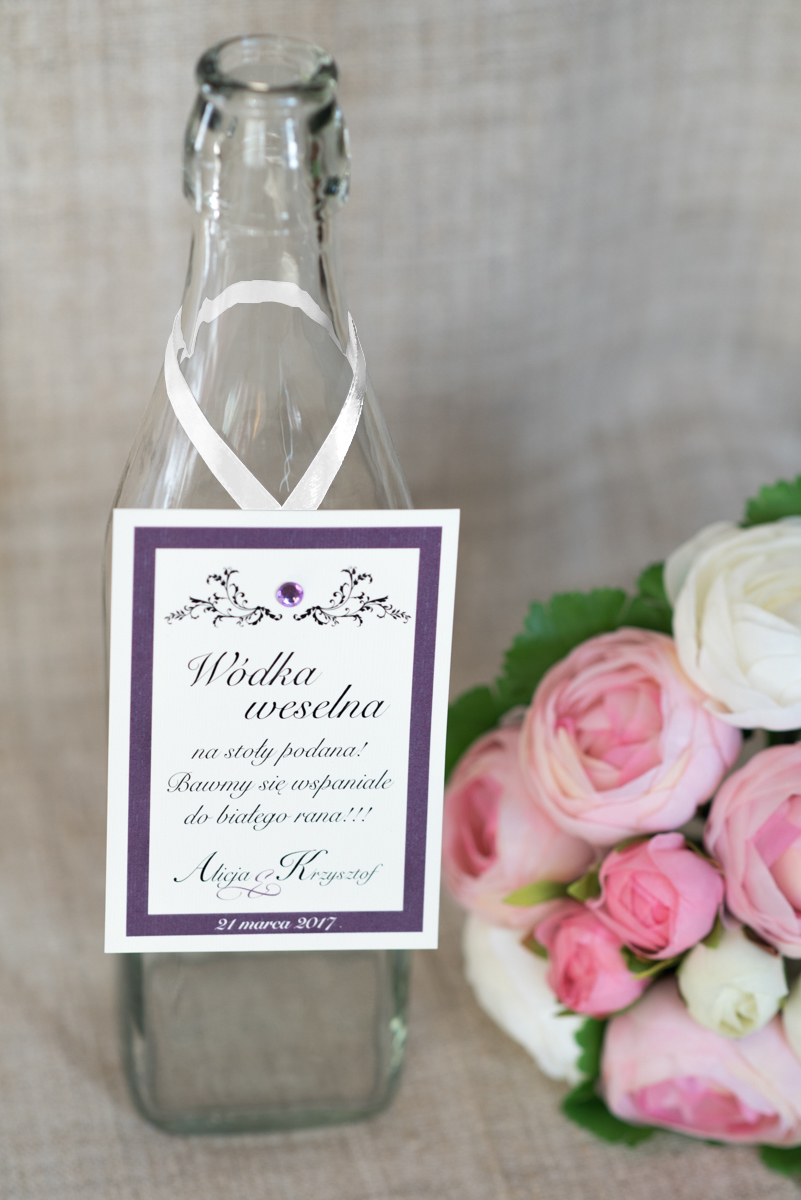 Dodatki ślubne Zawieszka na alkohol do zaproszeń Eleganckie z brylancikiem fioletowe