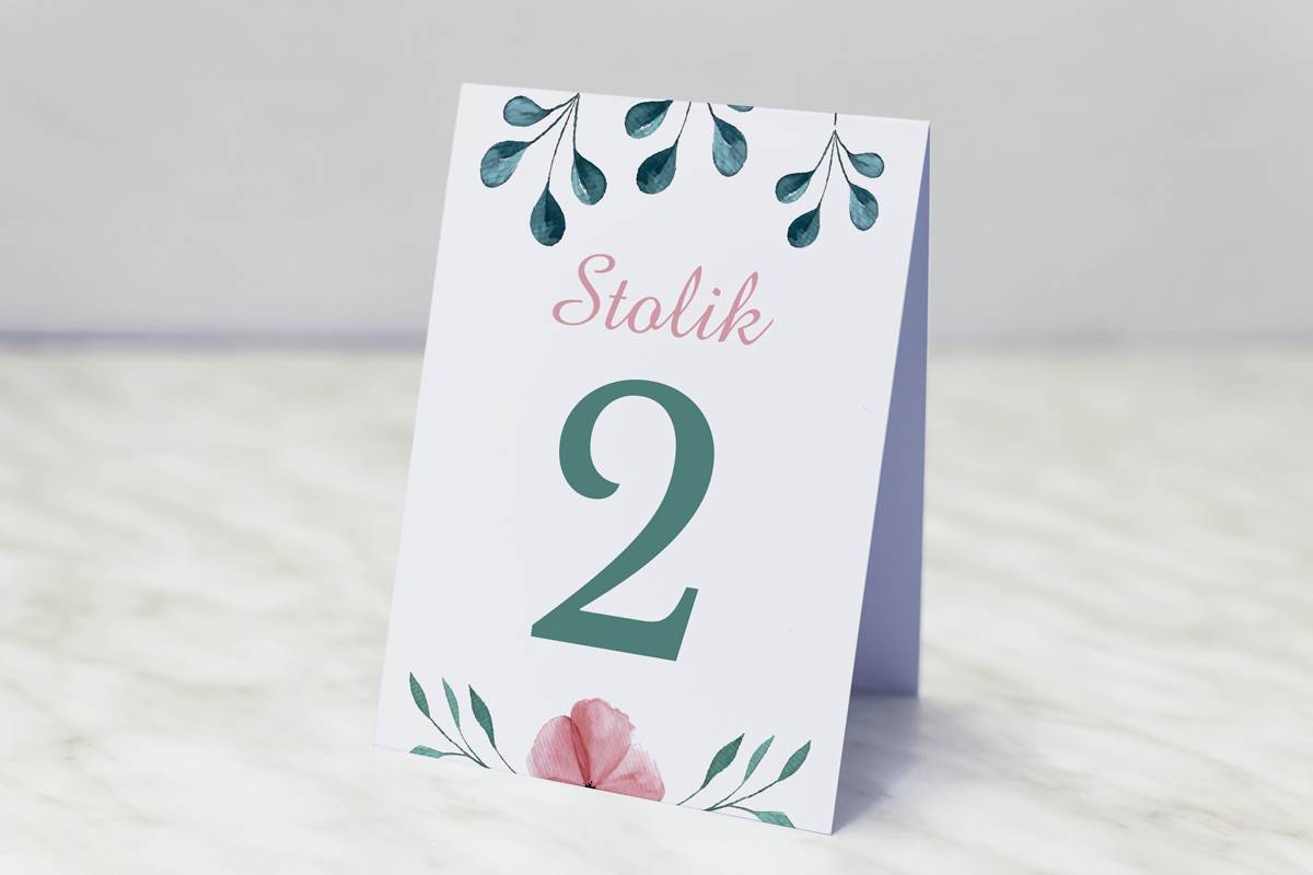 Dodatki ślubne Numer stolika pasujący do zaproszenia Kwiaty z nawami - Hibiskus