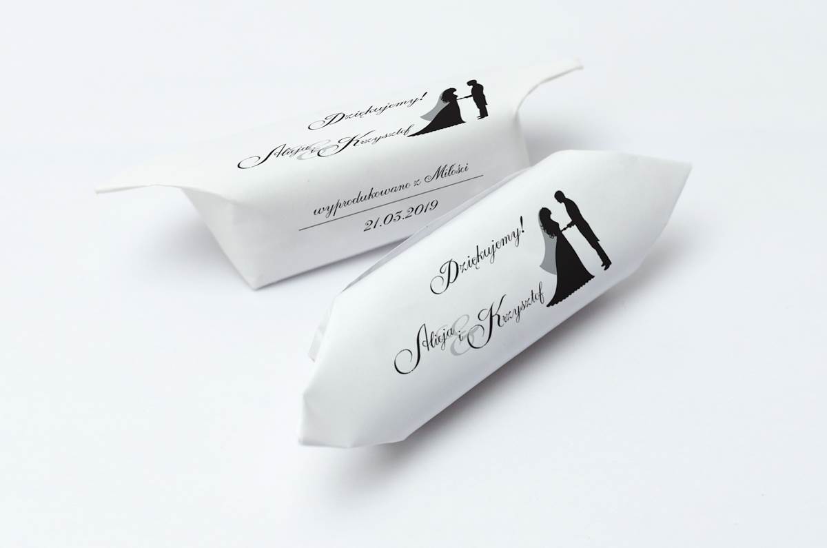 Krówki w papierku Krówki ślubne 1 kg - Podziękowania dla gości - Black & White Para Młoda
