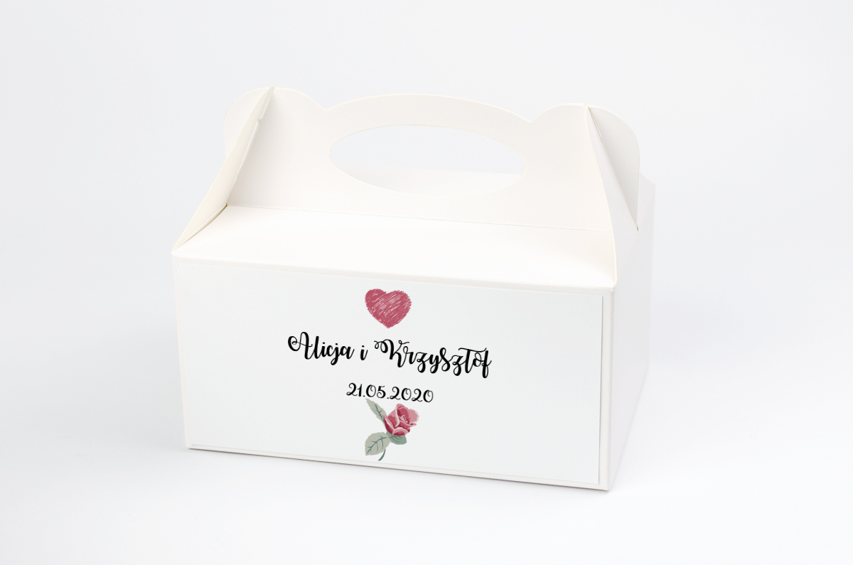 Podziękowania dla gości Ozdobne pudełko na ciasto - Kwiaty: Różyczki