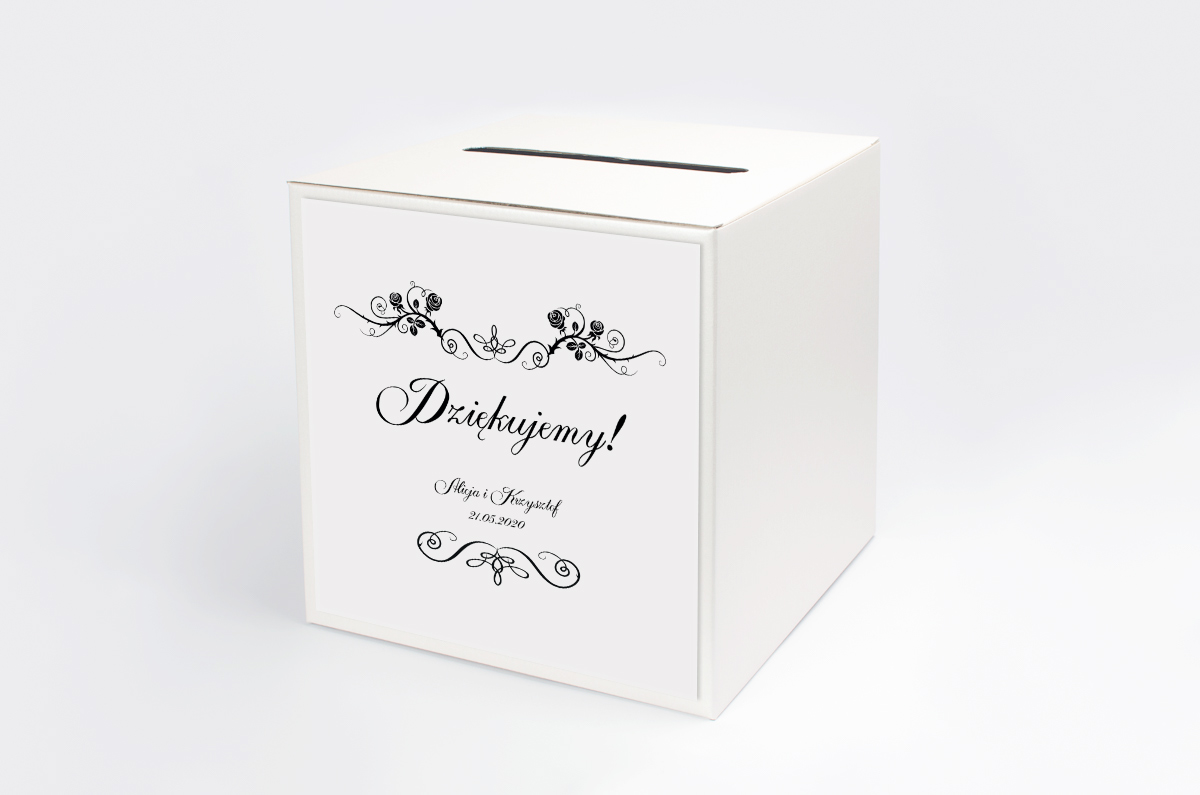 Dekoracje ślubne Personalizowane pudełko na koperty - Black&White Para Młoda