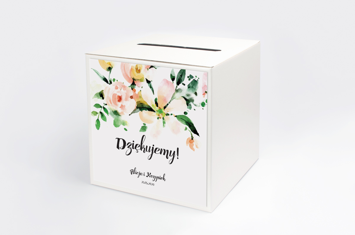 Dekoracje ślubne Personalizowane pudełko na koperty - Boho Biała Magnolia