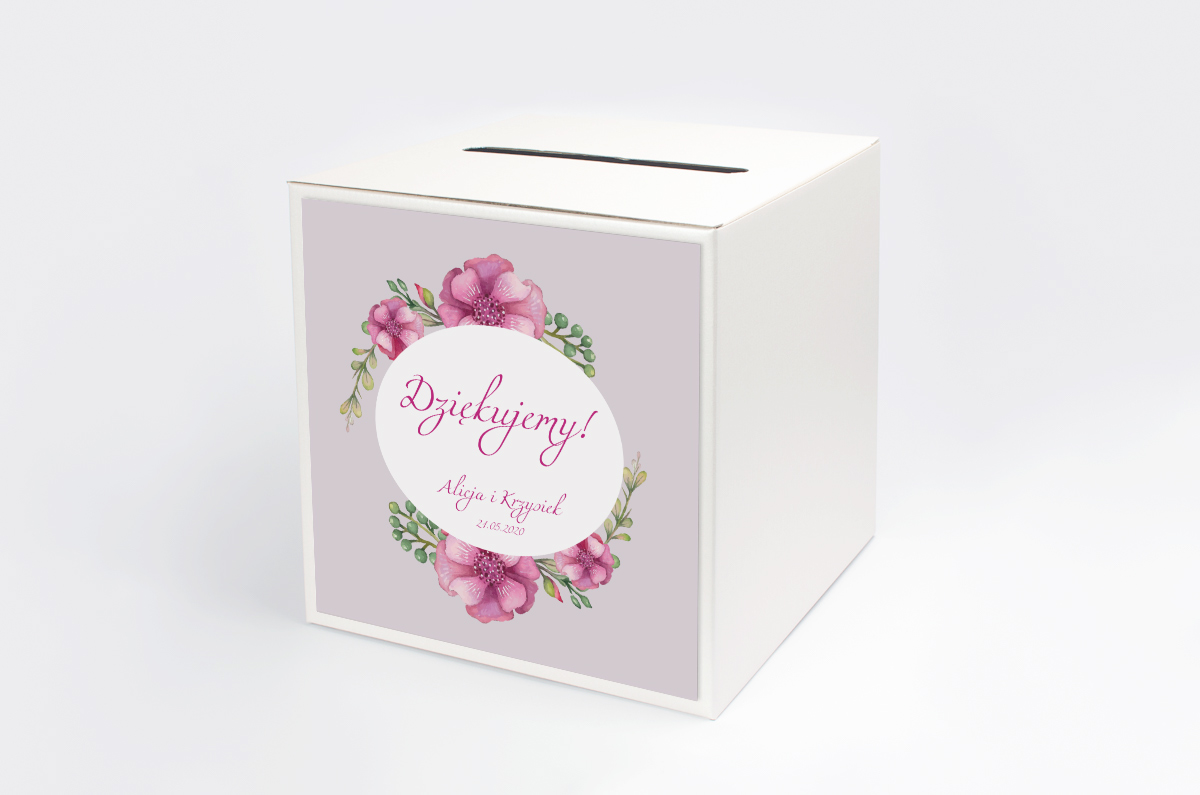 Dekoracje ślubne Personalizowane pudełko na koperty - Kwiaty: Piwonie