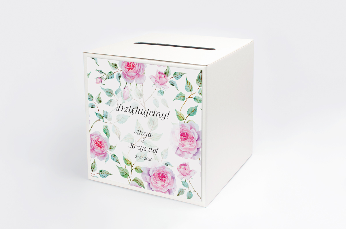 Dekoracje ślubne Personalizowane pudełko na koperty - Kwiaty: Róże